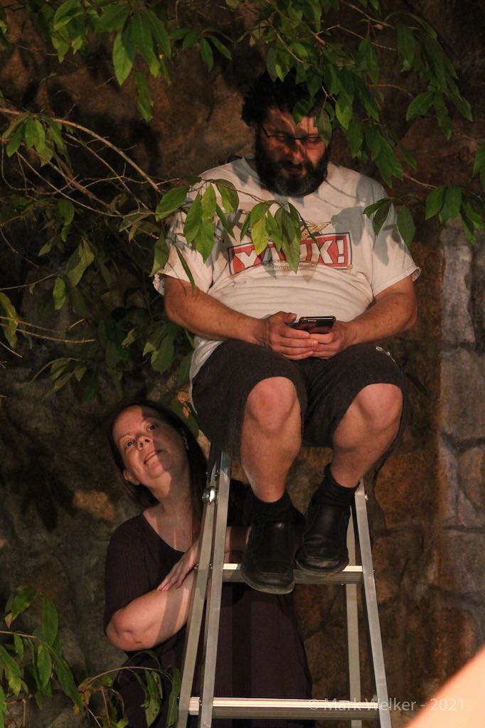 Rehearsal: Nostradamus and our stage manager in a pensive moment