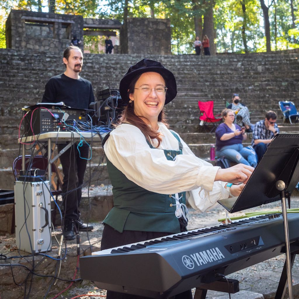 Our music director and sound engineer ready for the show